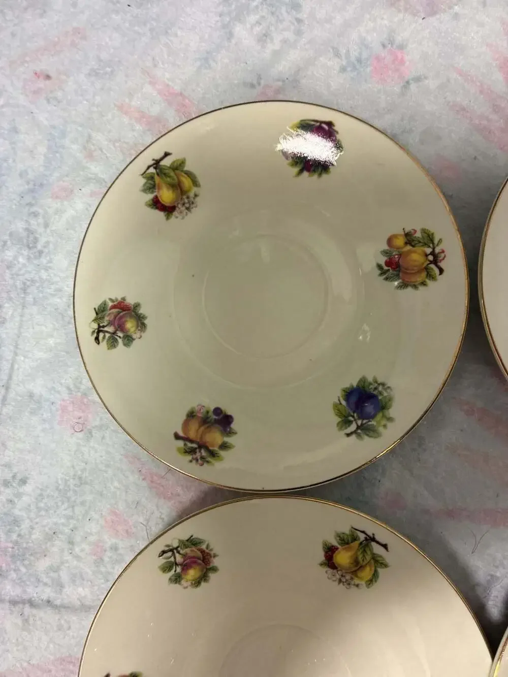 Formalities by Baum Bros. Fruit Pattern China Saucers Set of 4